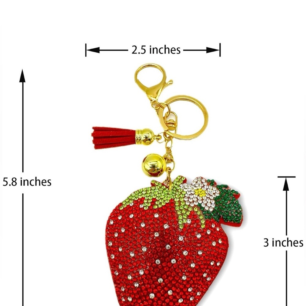 LAST ONE! Red Strawberry rhinestone keychain/purse charm! - Picture 2 of 4